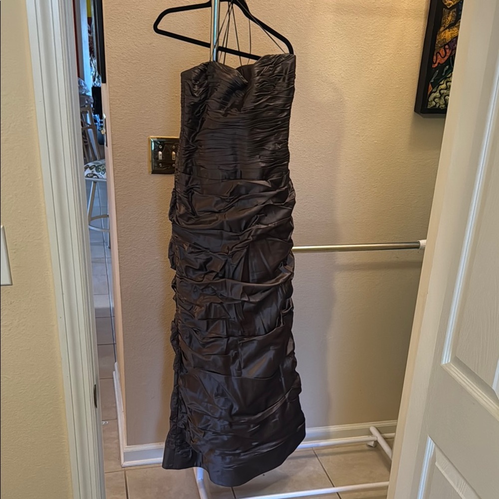 Elegant Strapless Brown Dress
